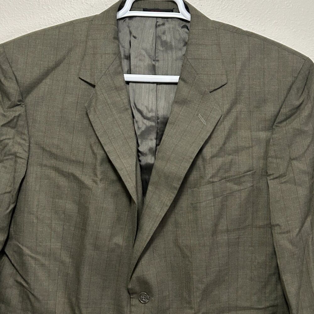 Stanley Blacker Mens 44S Olive Gray Plaid Sport Coat Blazer 2 Button